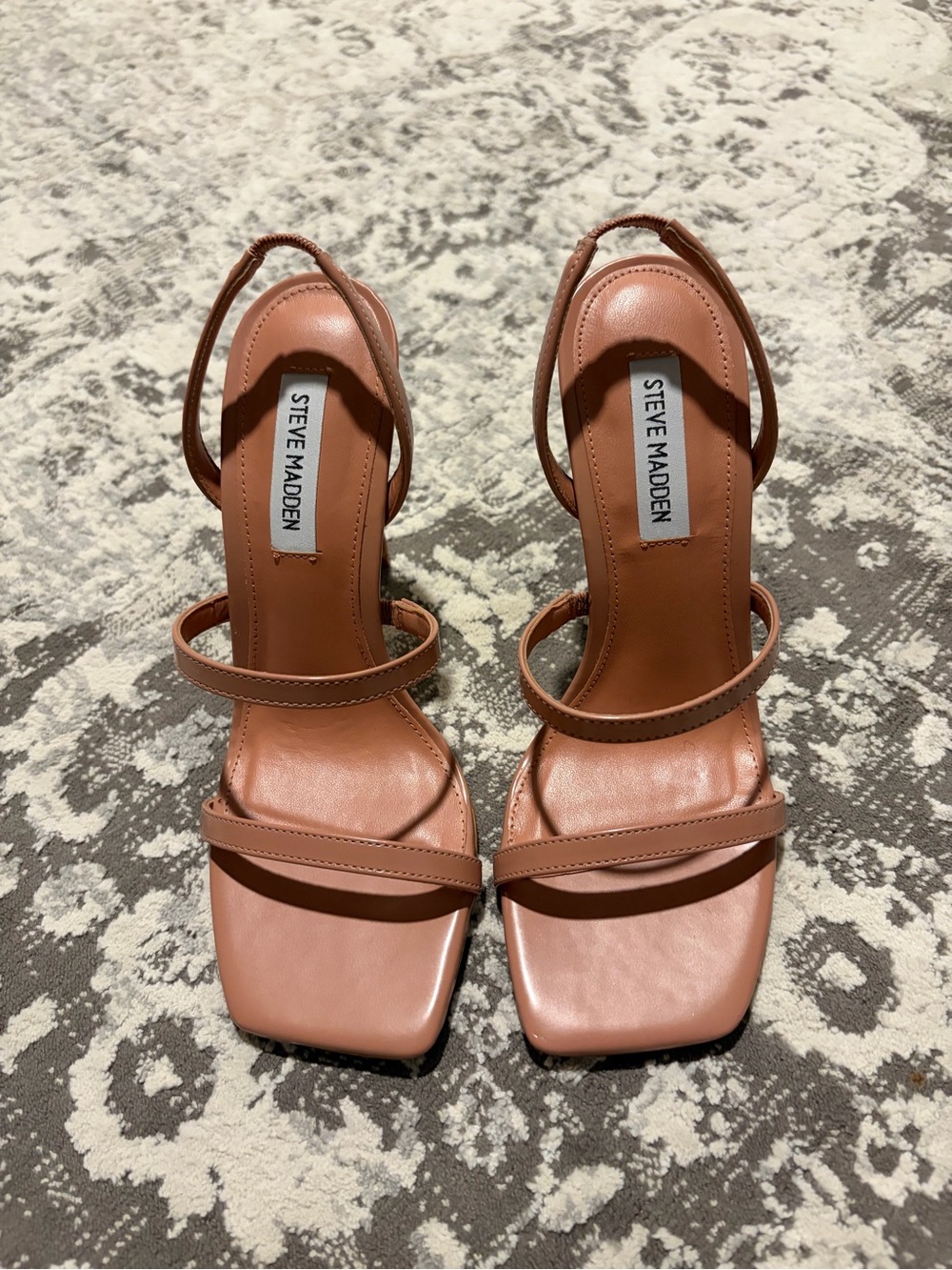 Steve Madden Strappy Square-Toe Slingback Heels in Tan Brown